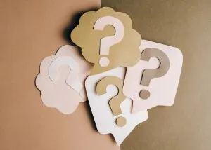 Image of cards showing question marks