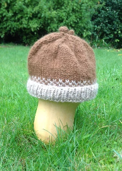 Baby beanie in fawn and grey