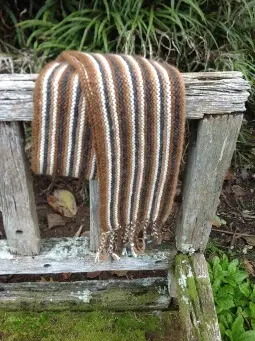 Four-banded design alpaca wool scarf