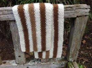 Alpaca scarf with three lengthwise stripes